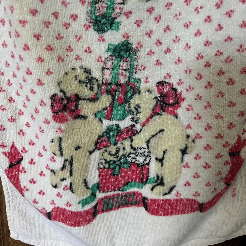 Vintage Duck and Bear Holiday Print Kitchen Towels Lot of 2 cottagecore kitsch